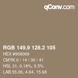 Color code: RGB 149.9 128.2 105 | qconv.com
