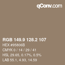 Color code: RGB 149.9 128.2 107 | qconv.com