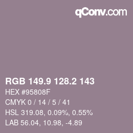 Color code: RGB 149.9 128.2 143 | qconv.com