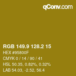カラーコード: RGB 149.9 128.2 15 | qconv.com