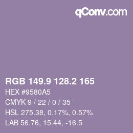 Color code: RGB 149.9 128.2 165 | qconv.com