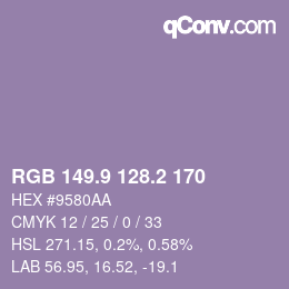Farbcode: RGB 149.9 128.2 170 | qconv.com