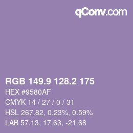 Color code: RGB 149.9 128.2 175 | qconv.com