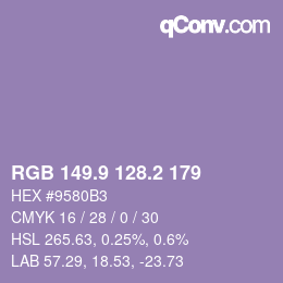 Color code: RGB 149.9 128.2 179 | qconv.com
