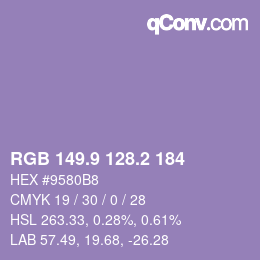 Color code: RGB 149.9 128.2 184 | qconv.com