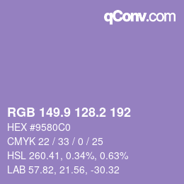 カラーコード: RGB 149.9 128.2 192 | qconv.com