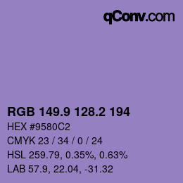 カラーコード: RGB 149.9 128.2 194 | qconv.com