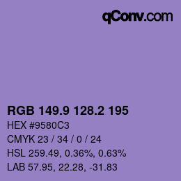 カラーコード: RGB 149.9 128.2 195 | qconv.com
