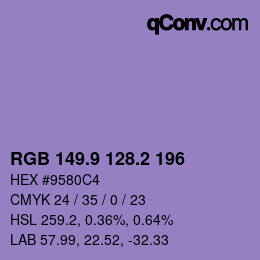 カラーコード: RGB 149.9 128.2 196 | qconv.com