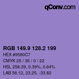 Color code: RGB 149.9 128.2 199 | qconv.com