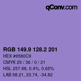 カラーコード: RGB 149.9 128.2 201 | qconv.com