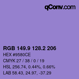 カラーコード: RGB 149.9 128.2 206 | qconv.com