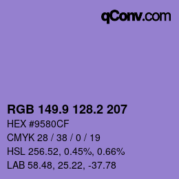 カラーコード: RGB 149.9 128.2 207 | qconv.com