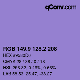 カラーコード: RGB 149.9 128.2 208 | qconv.com