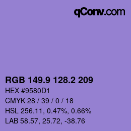 カラーコード: RGB 149.9 128.2 209 | qconv.com