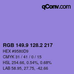 カラーコード: RGB 149.9 128.2 217 | qconv.com