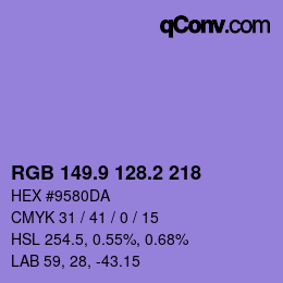 カラーコード: RGB 149.9 128.2 218 | qconv.com