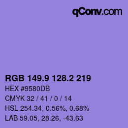 カラーコード: RGB 149.9 128.2 219 | qconv.com