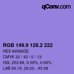 カラーコード: RGB 149.9 128.2 222 | qconv.com
