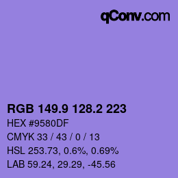 カラーコード: RGB 149.9 128.2 223 | qconv.com