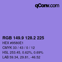 カラーコード: RGB 149.9 128.2 225 | qconv.com