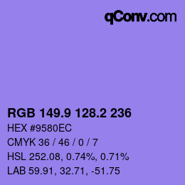 カラーコード: RGB 149.9 128.2 236 | qconv.com