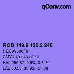 カラーコード: RGB 149.9 128.2 248 | qconv.com