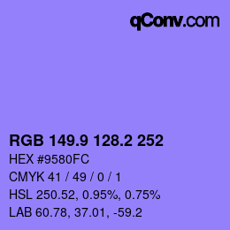 カラーコード: RGB 149.9 128.2 252 | qconv.com