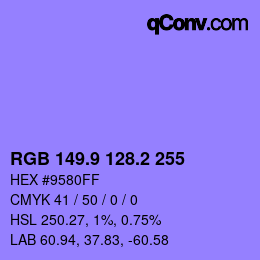 カラーコード: RGB 149.9 128.2 255 | qconv.com