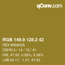 Color code: RGB 149.9 128.2 42 | qconv.com