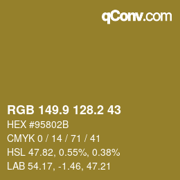 Color code: RGB 149.9 128.2 43 | qconv.com