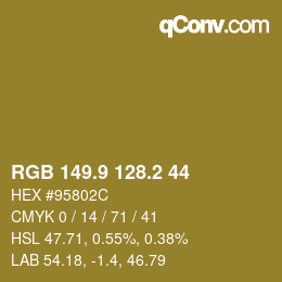Color code: RGB 149.9 128.2 44 | qconv.com