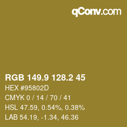 Color code: RGB 149.9 128.2 45 | qconv.com