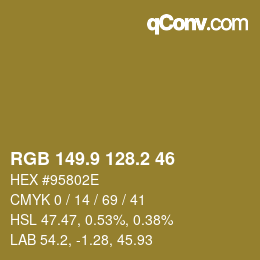 Color code: RGB 149.9 128.2 46 | qconv.com