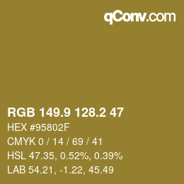 Color code: RGB 149.9 128.2 47 | qconv.com