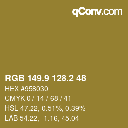 Color code: RGB 149.9 128.2 48 | qconv.com