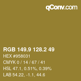 Color code: RGB 149.9 128.2 49 | qconv.com