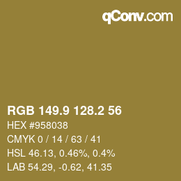 Color code: RGB 149.9 128.2 56 | qconv.com