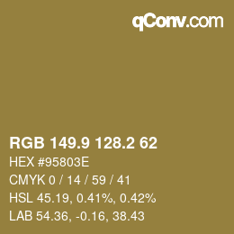 Color code: RGB 149.9 128.2 62 | qconv.com