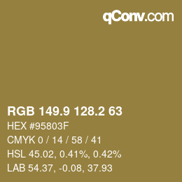 Color code: RGB 149.9 128.2 63 | qconv.com