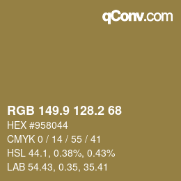 Código de color: RGB 149.9 128.2 68 | qconv.com