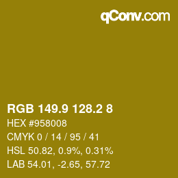 カラーコード: RGB 149.9 128.2 8 | qconv.com