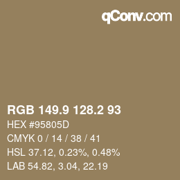 Color code: RGB 149.9 128.2 93 | qconv.com