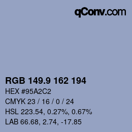 カラーコード: RGB 149.9 162 194 | qconv.com
