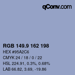 カラーコード: RGB 149.9 162 198 | qconv.com