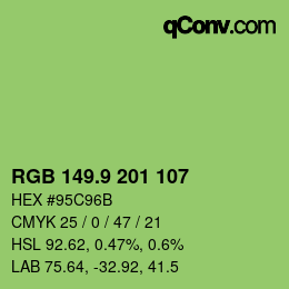 カラーコード: RGB 149.9 201 107 | qconv.com