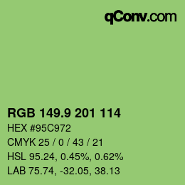 カラーコード: RGB 149.9 201 114 | qconv.com
