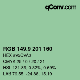 カラーコード: RGB 149.9 201 160 | qconv.com