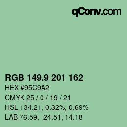 カラーコード: RGB 149.9 201 162 | qconv.com