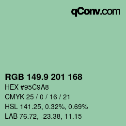 カラーコード: RGB 149.9 201 168 | qconv.com